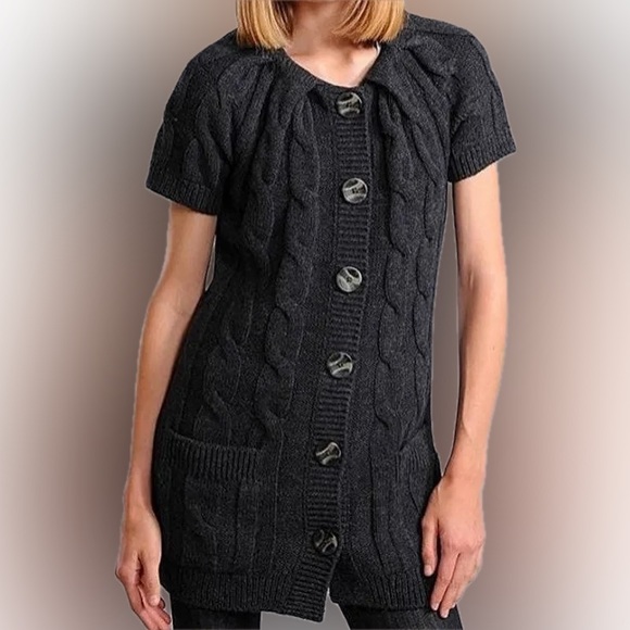 Vince Alpaca blend Cable Knit Long Cardigan Tunic, short